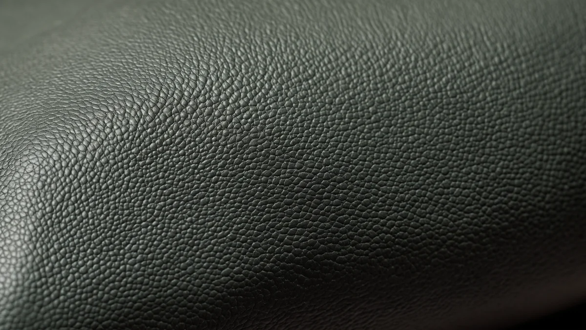 An extreme macro of fine grained pale leather, its pores and texture standing in for skin, raking light.